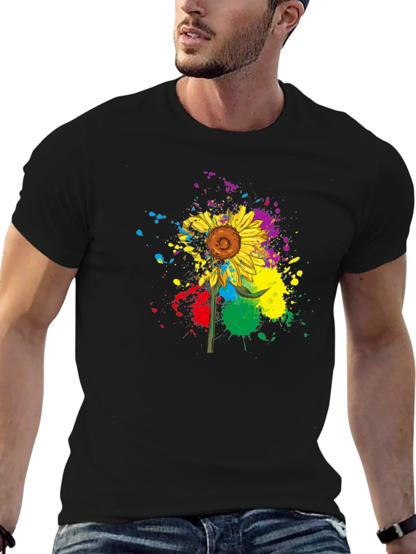 Colorful Sunflower Splatter T-Shirt