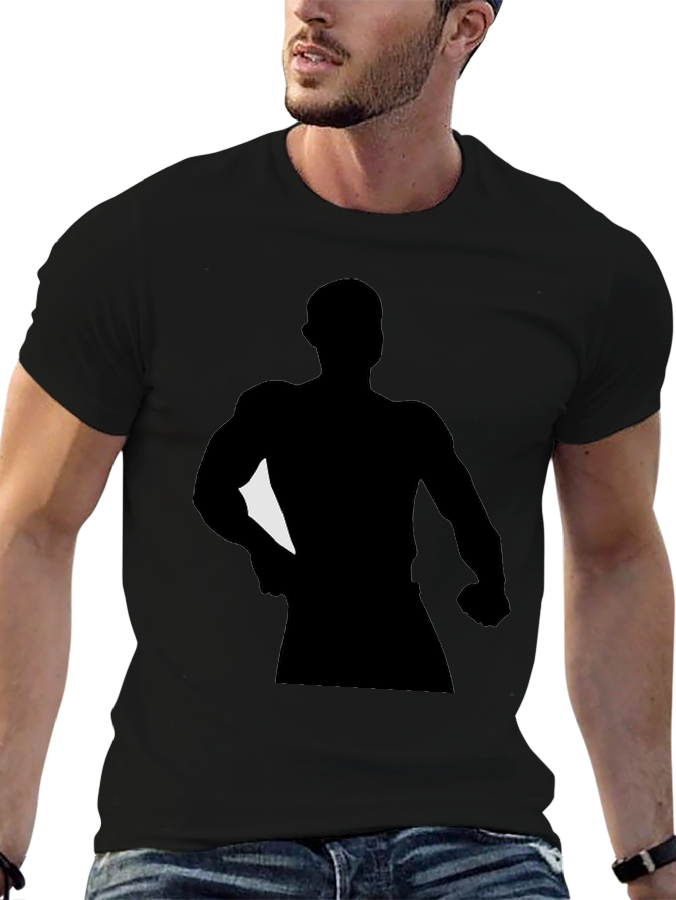 Silhouette Graphic T-Shirt Black Cotton Tee