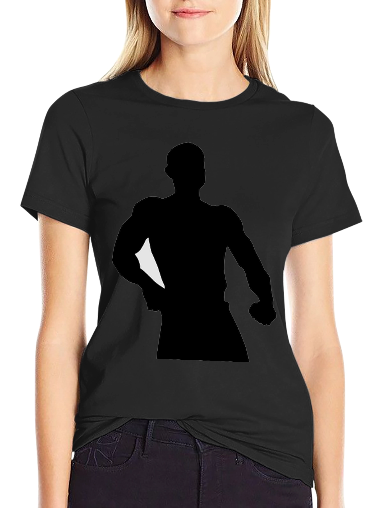 Silhouette Graphic T-Shirt Black Cotton Tee