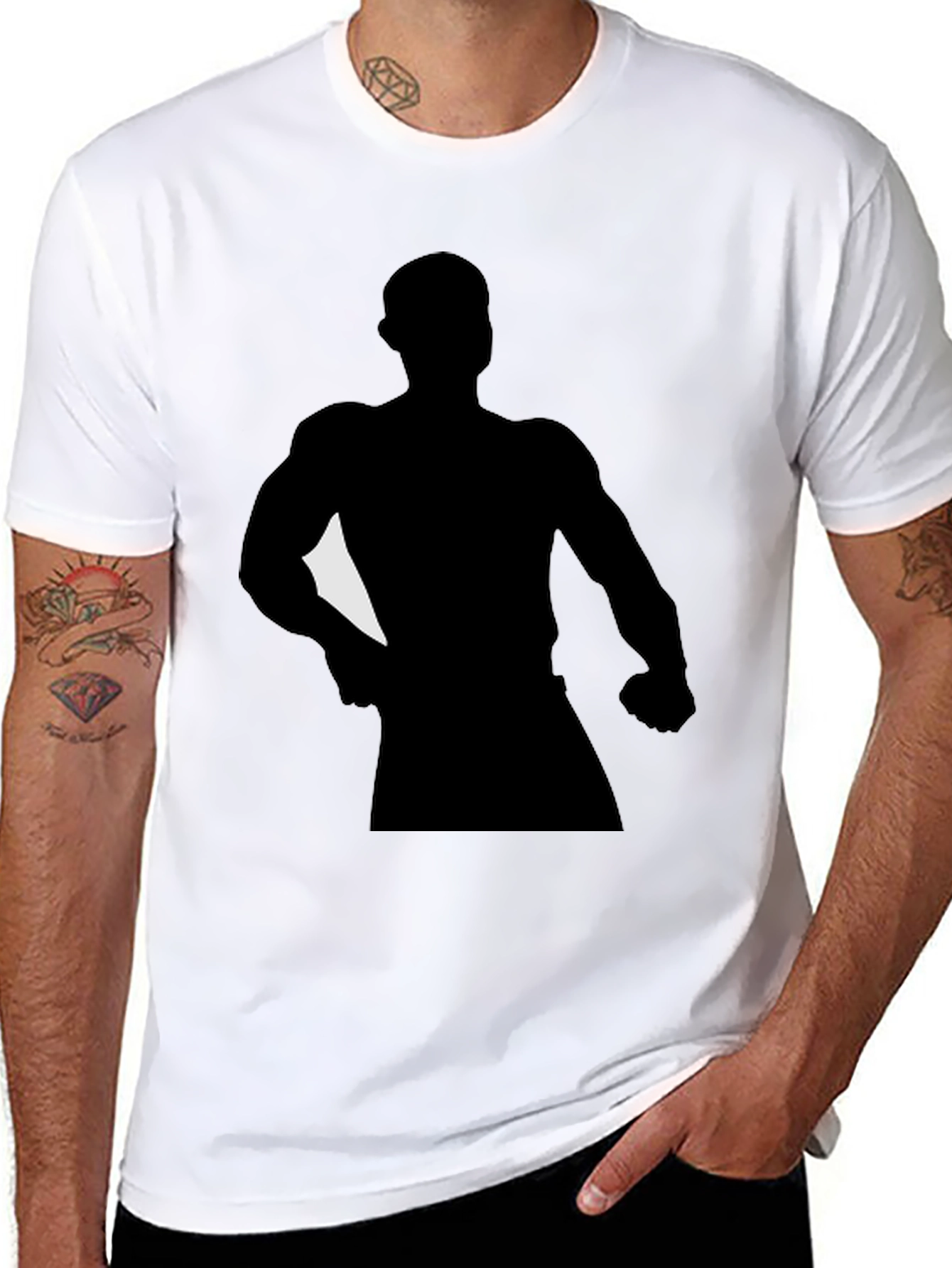 Silhouette Graphic T-Shirt Black Cotton Tee