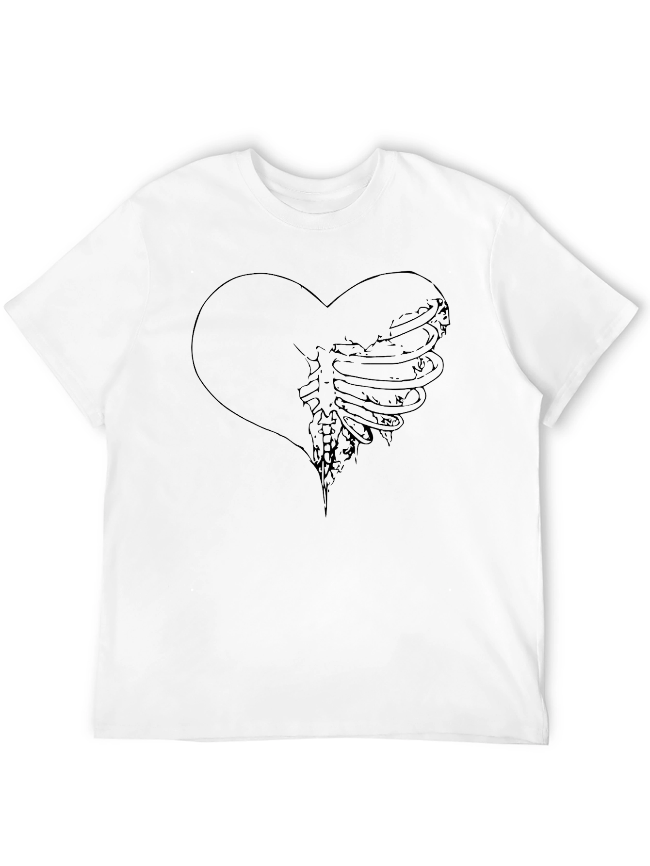 Heart Ribcage Graphic Tee - Black