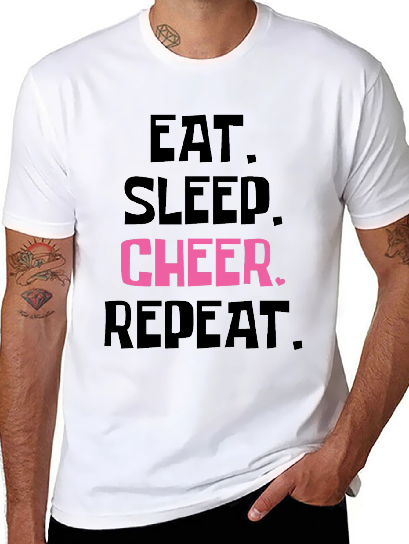 Eat Sleep Cheer Repeat T-Shirt - Cheerleading Tee