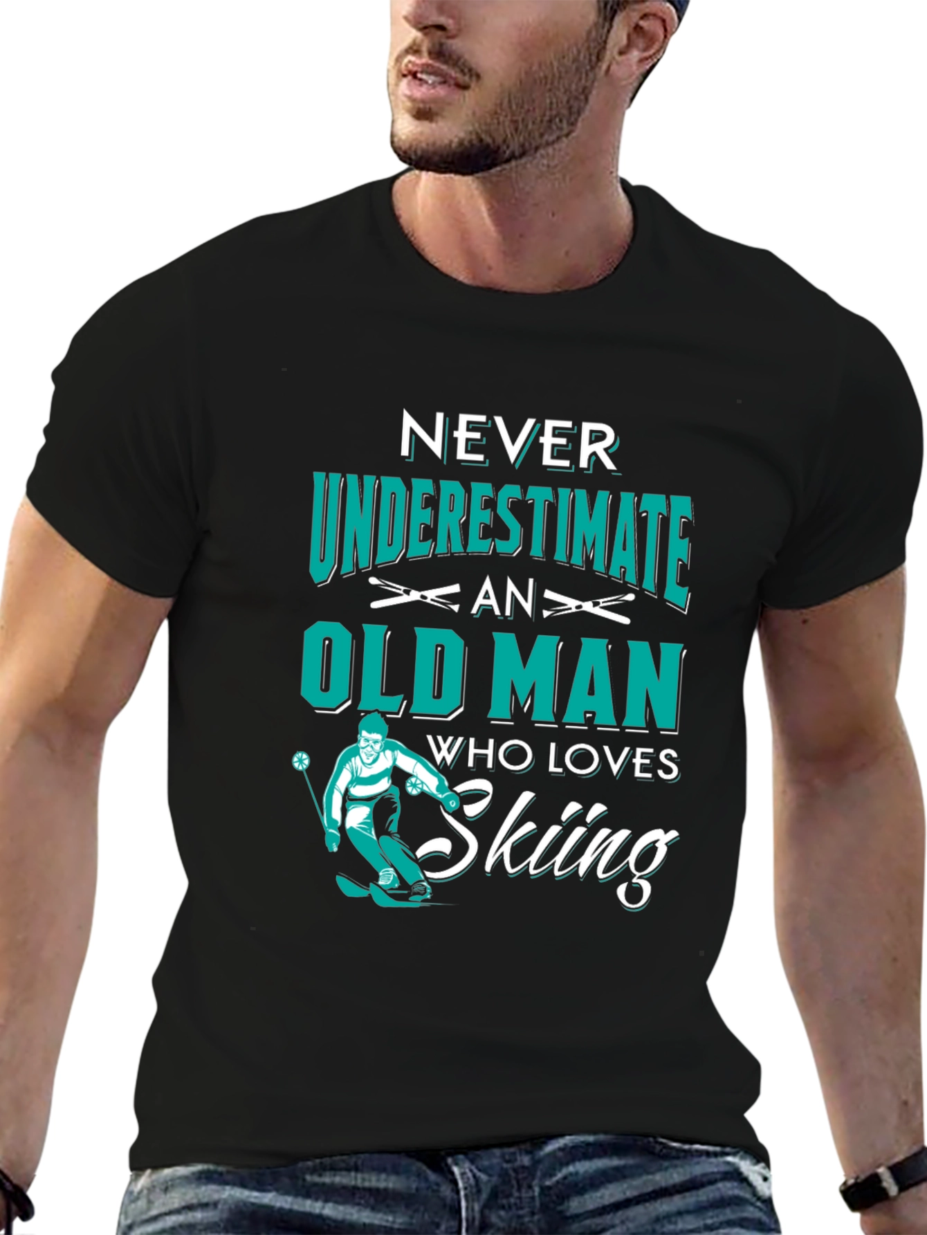 Never Underestimate Old Man Skiing T-Shirt