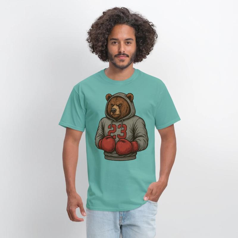 Bear 23 Boxing Hoodie Grizzly Gym Fighter Tee