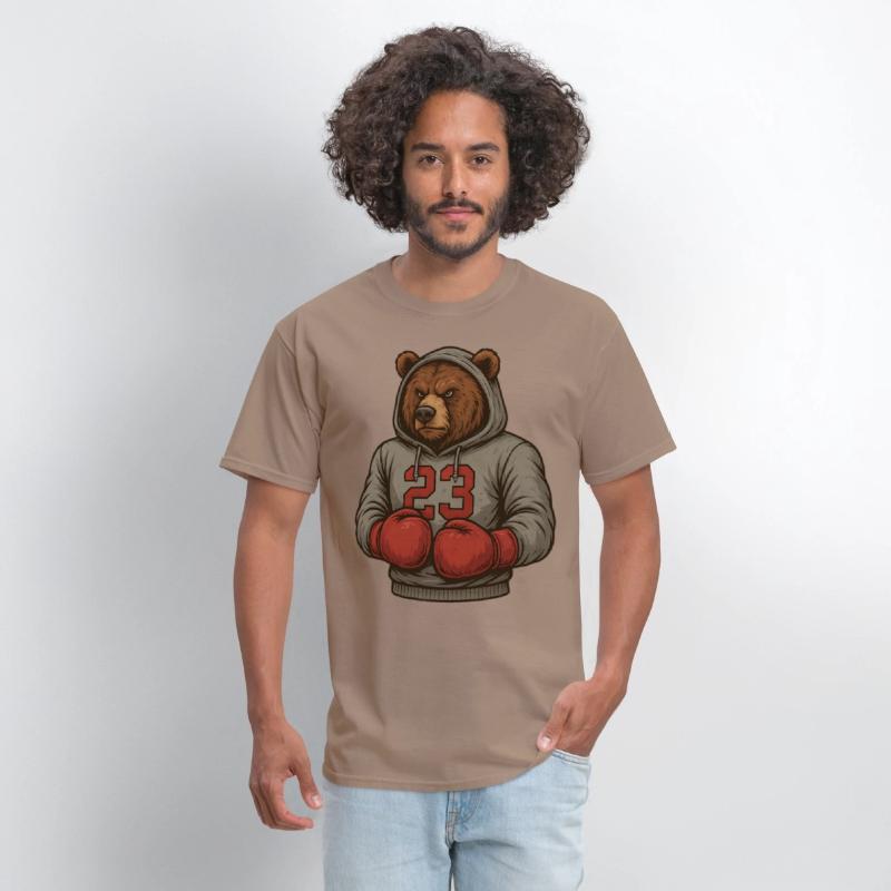 Bear 23 Boxing Hoodie Grizzly Gym Fighter Tee