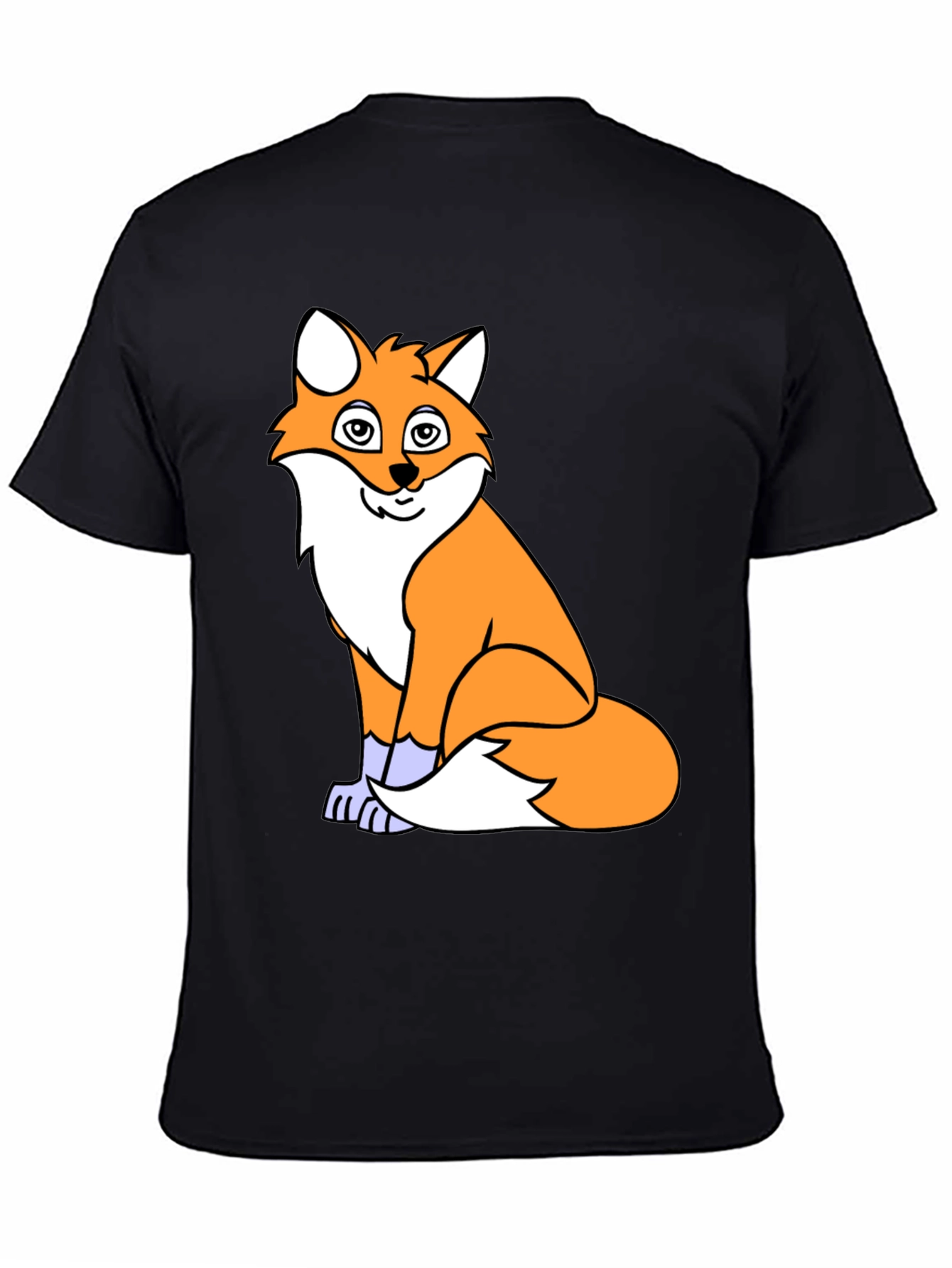 Fox Graphic Print T-Shirt - Casual Black Tee
