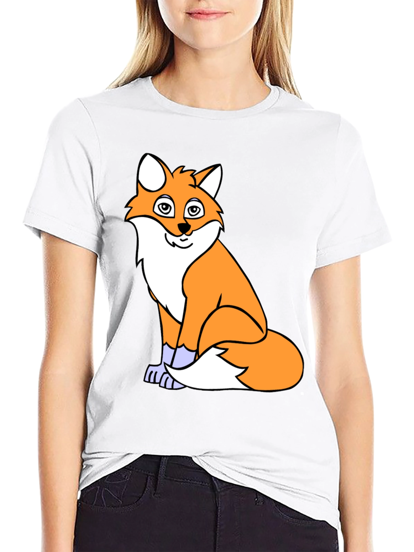 Fox Graphic Print T-Shirt - Casual Black Tee