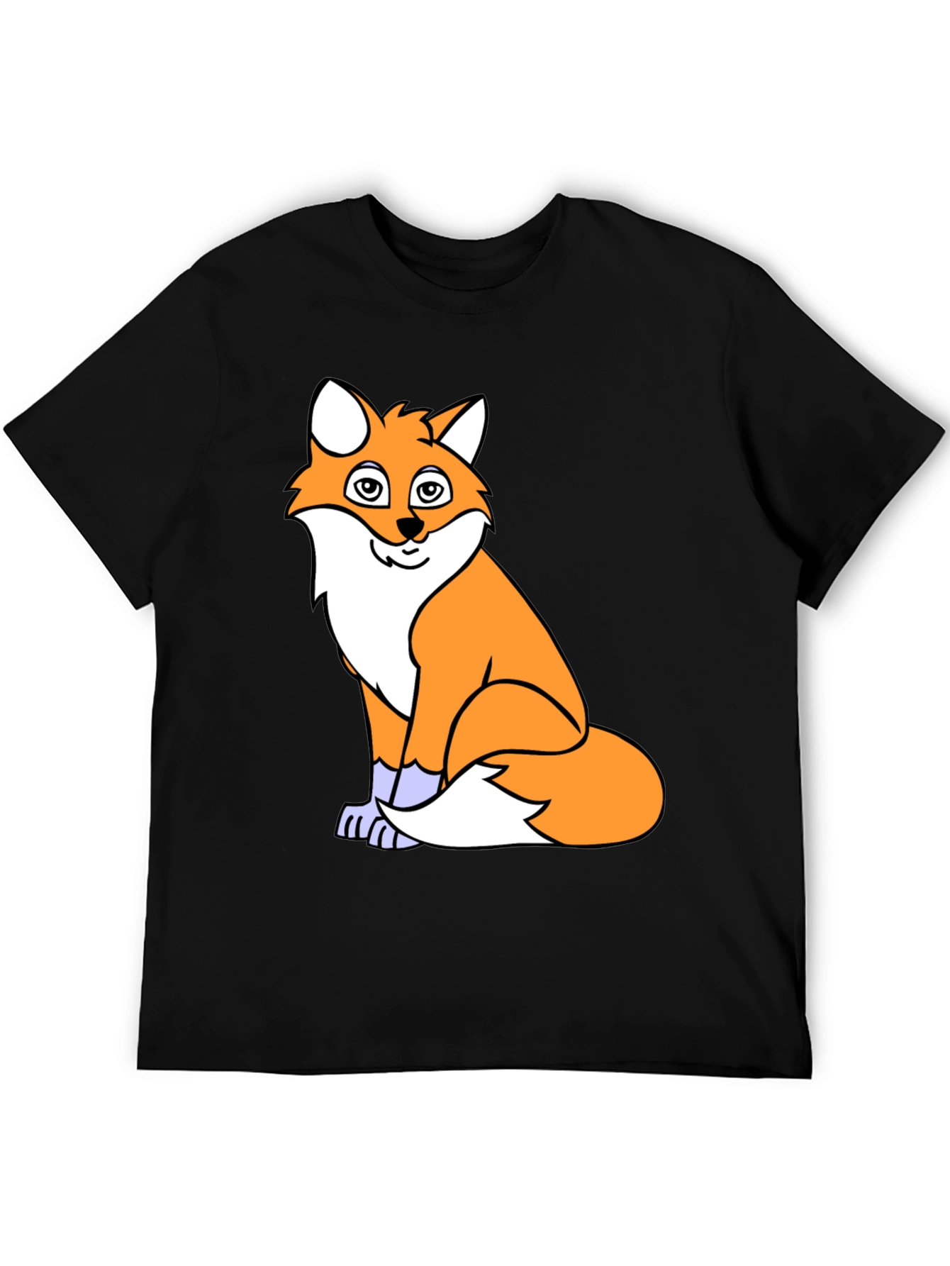Fox Graphic Print T-Shirt - Casual Black Tee