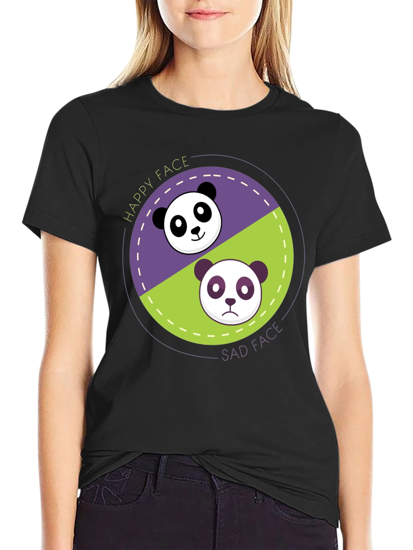 Happy Sad Panda Graphic T-Shirt