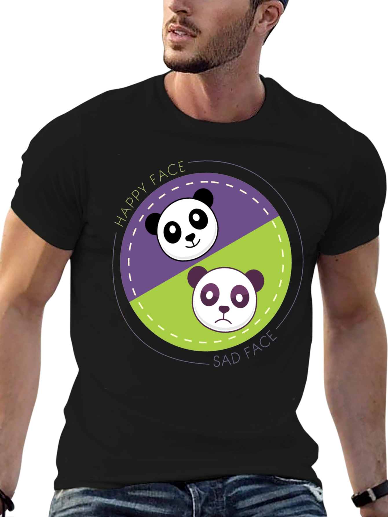 Happy Sad Panda Graphic T-Shirt