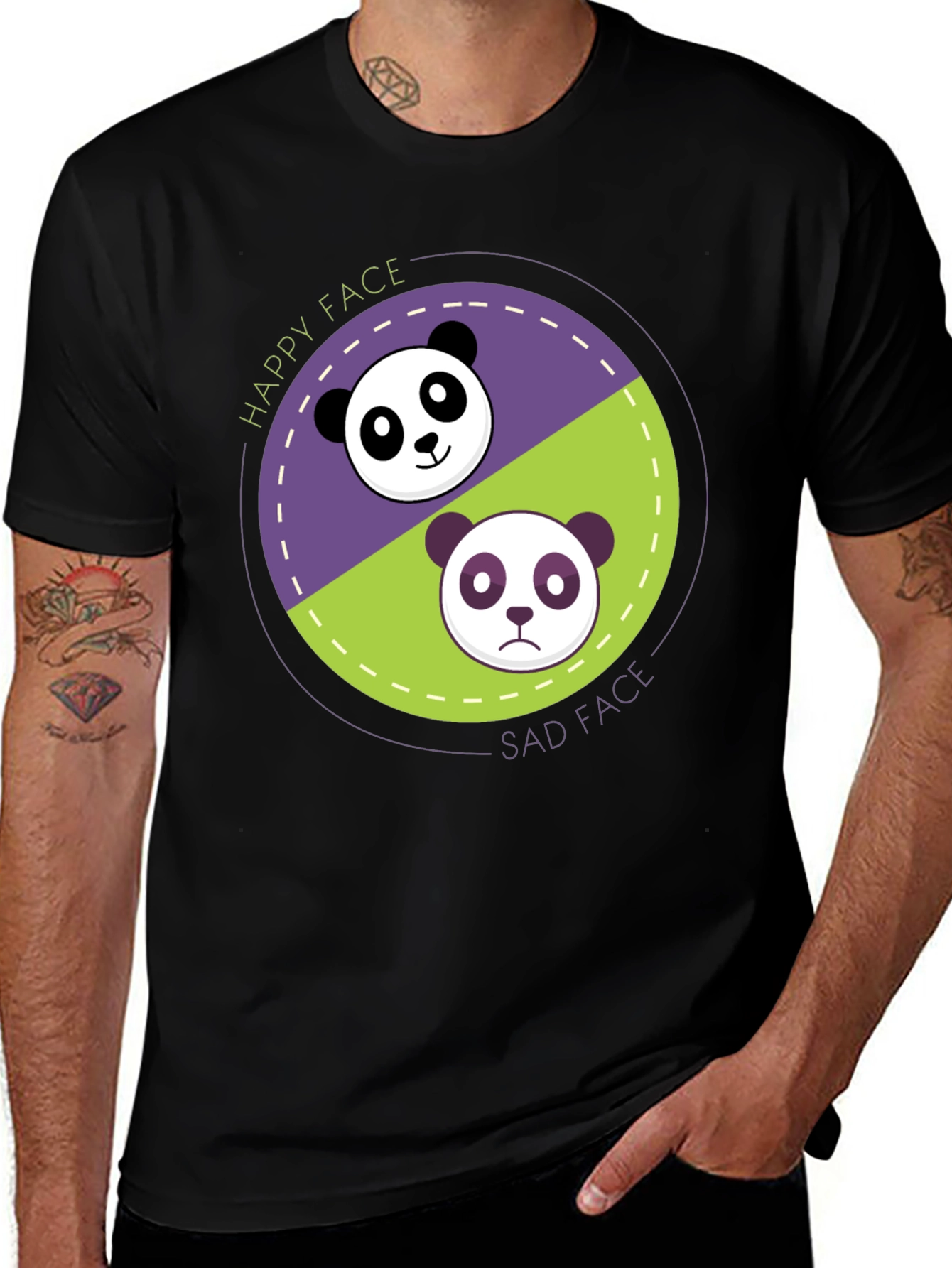 Happy Sad Panda Graphic T-Shirt