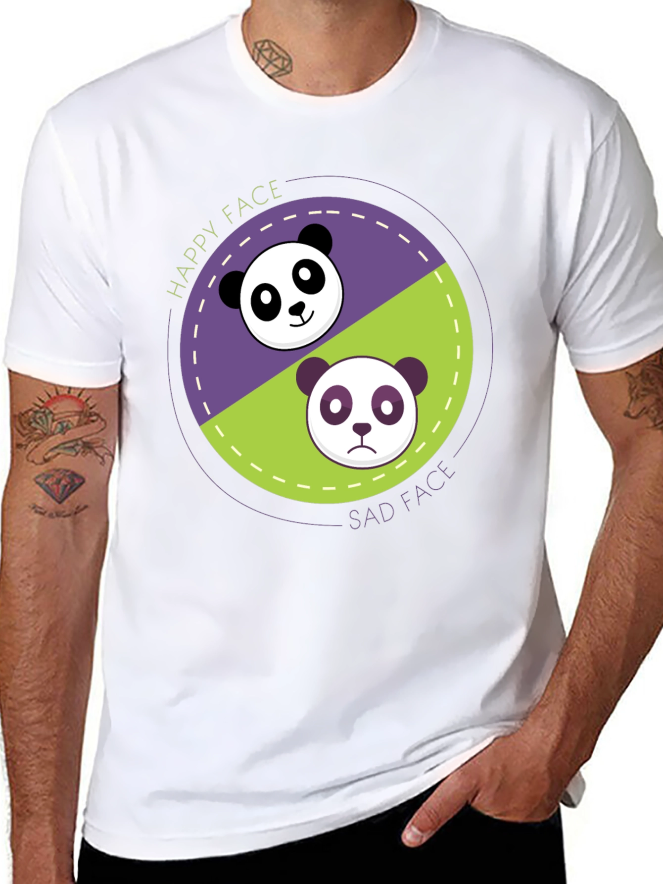 Happy Sad Panda Graphic T-Shirt