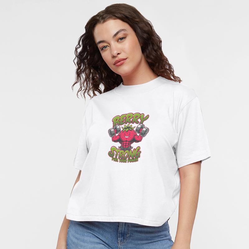 Berry Strong: Dumbbell Strawberry Tee