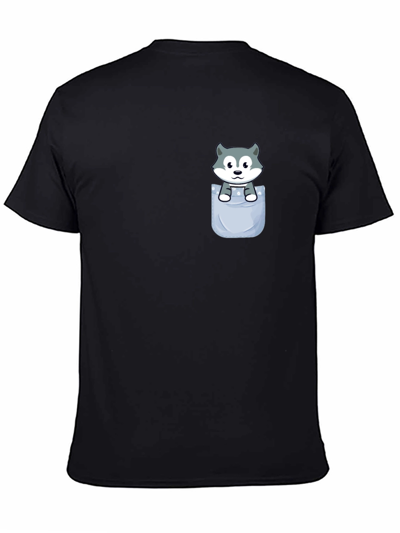 Husky Pup in Pocket T-Shirt