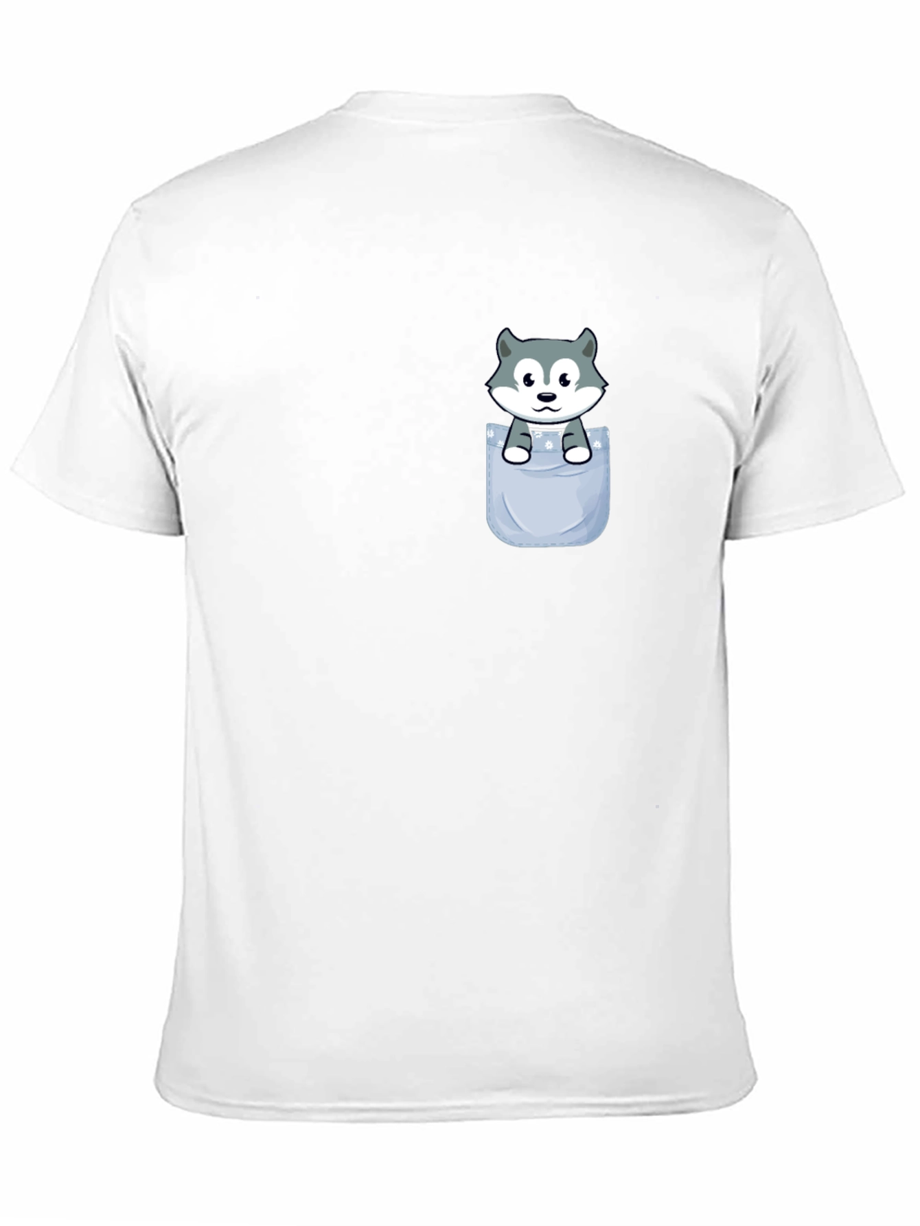 Husky Pup in Pocket T-Shirt