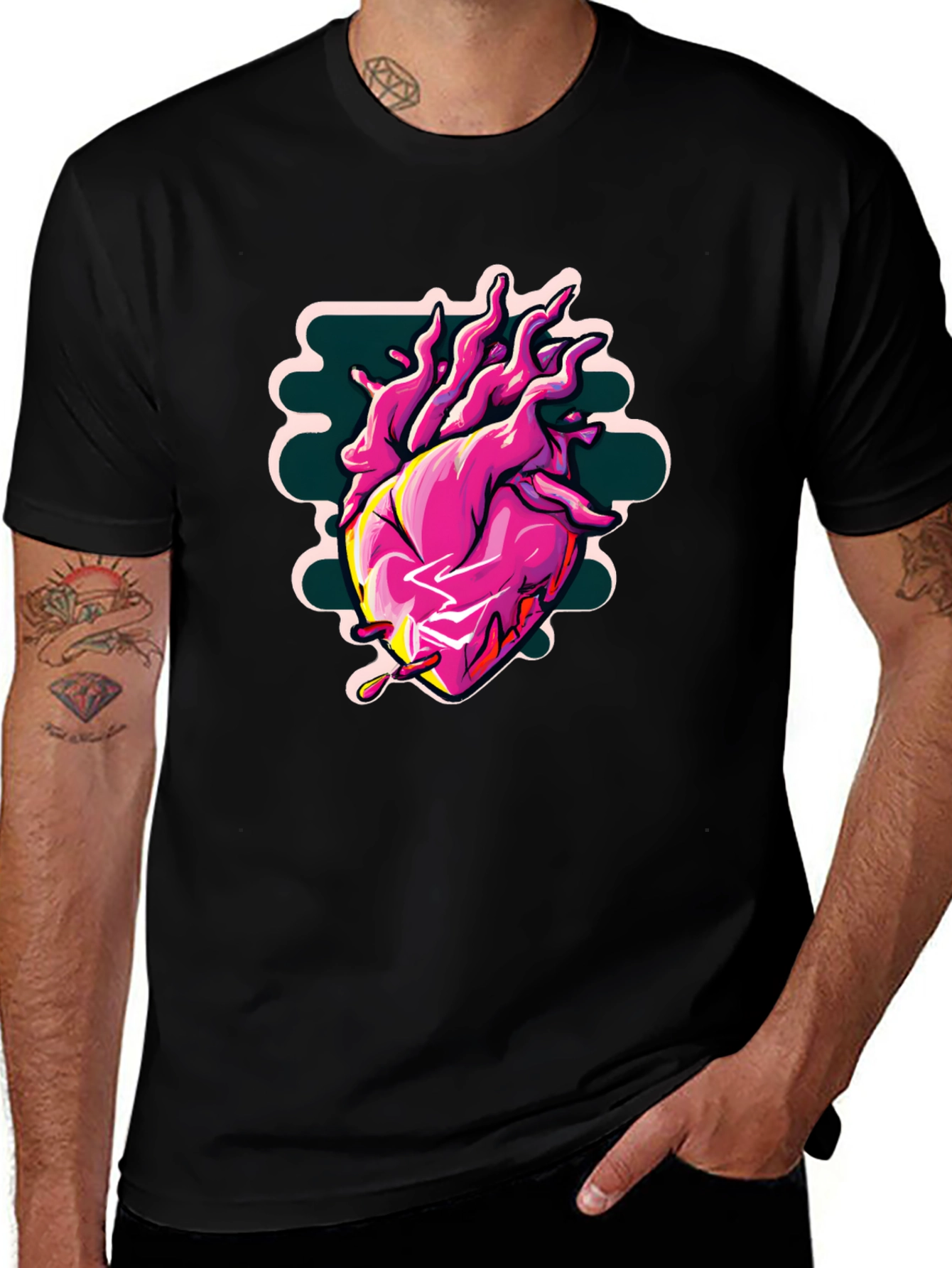 Anatomical Heart Graphic Tee - Cool Black Shirt