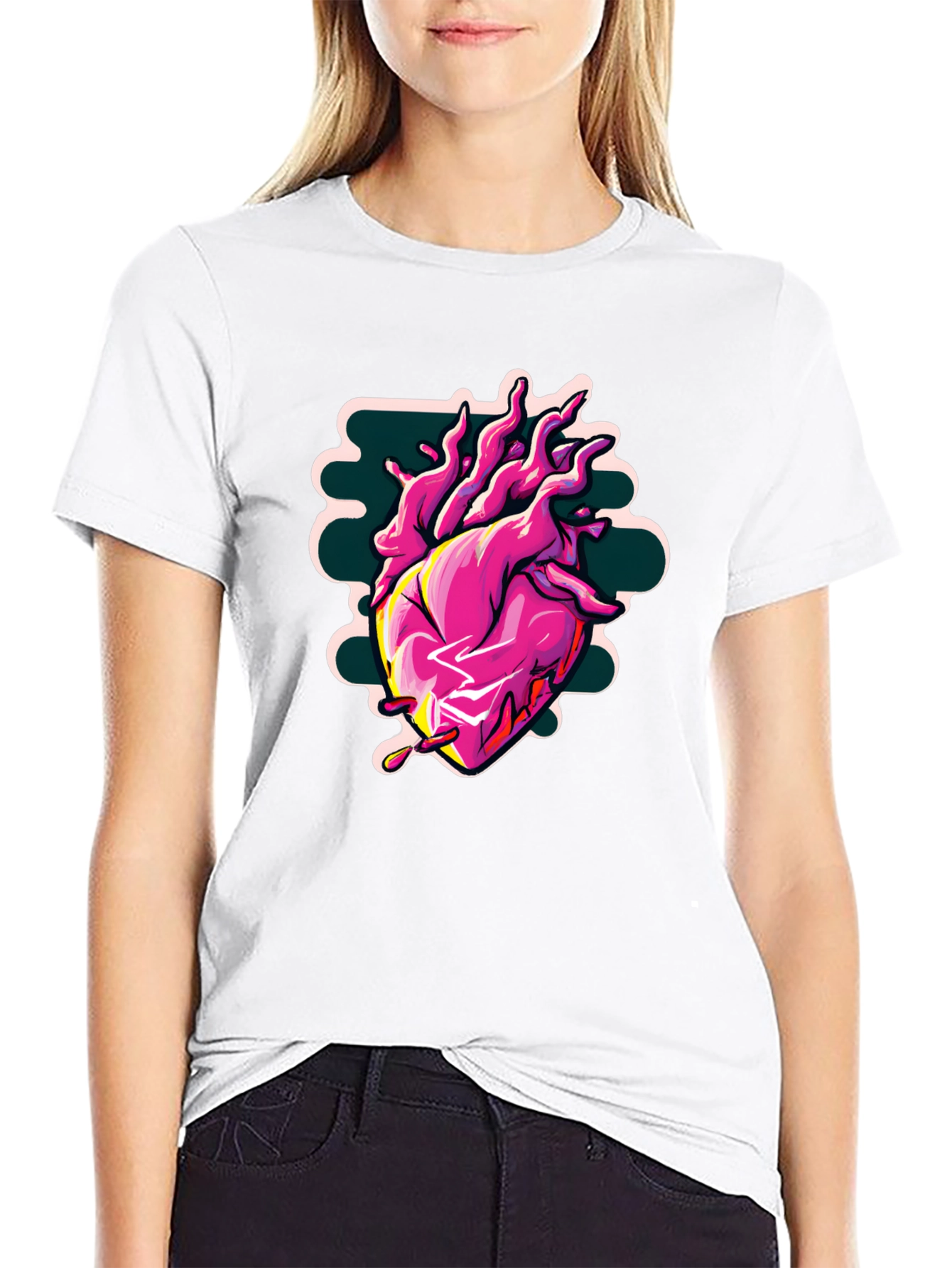 Anatomical Heart Graphic Tee - Cool Black Shirt
