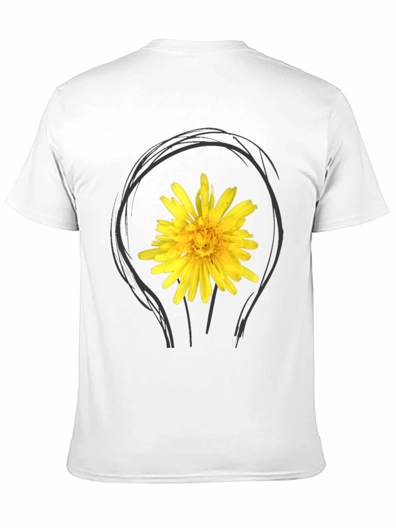Dandelion Bulb Tee - Black Cotton Graphic T-Shirt