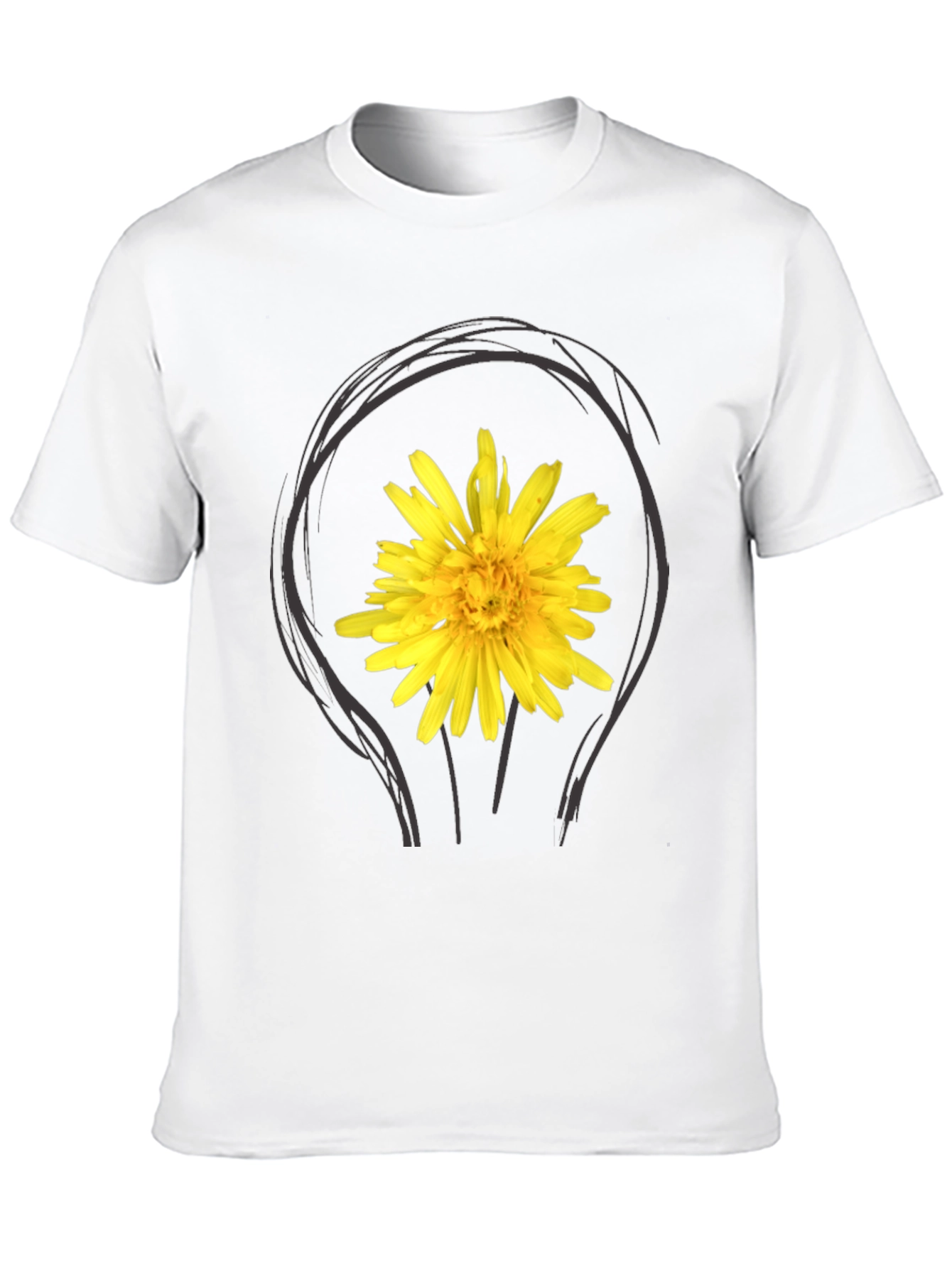 Dandelion Bulb Tee - Black Cotton Graphic T-Shirt