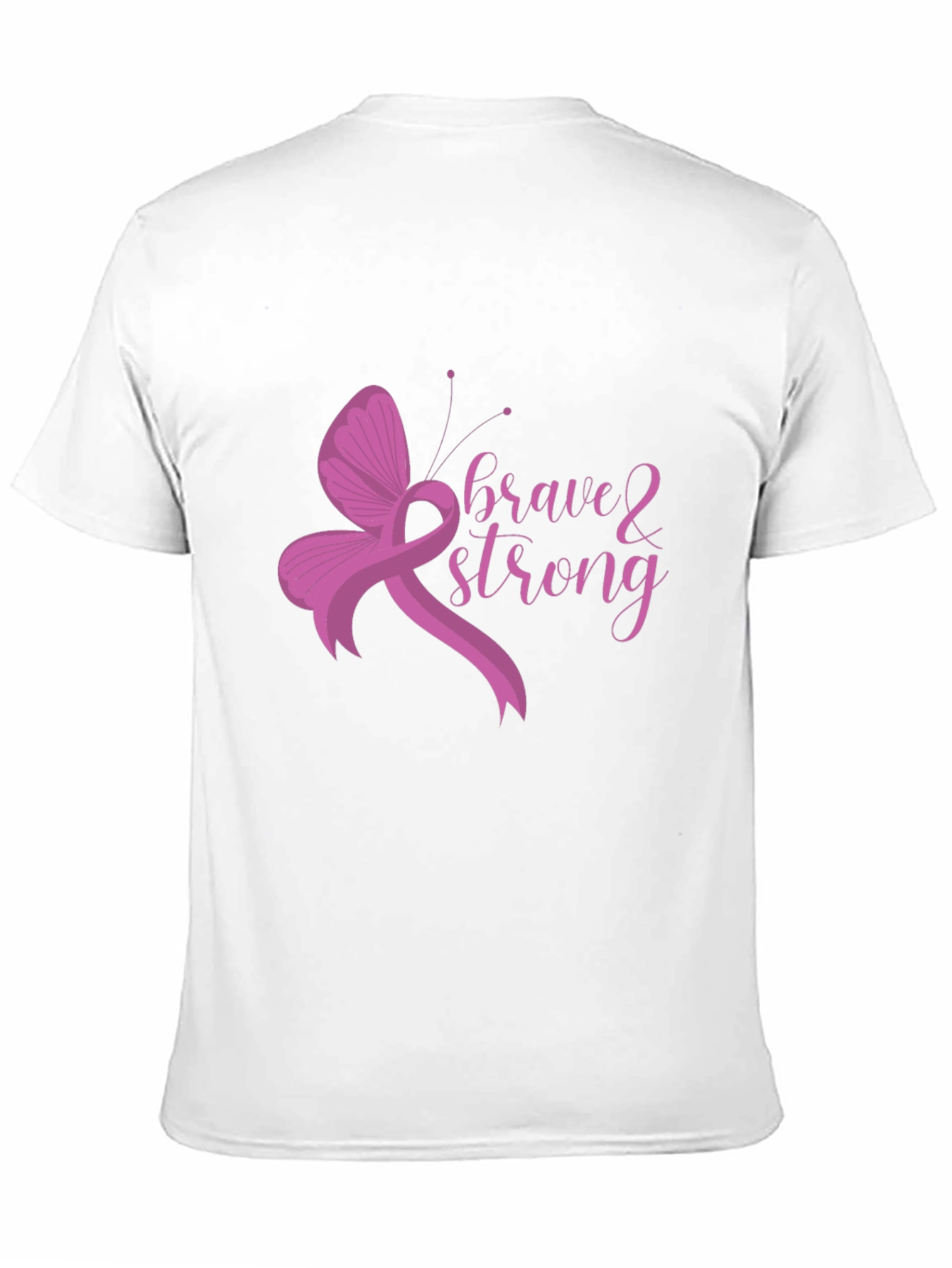 Brave & Strong Ribbon Butterfly Black T-Shirt
