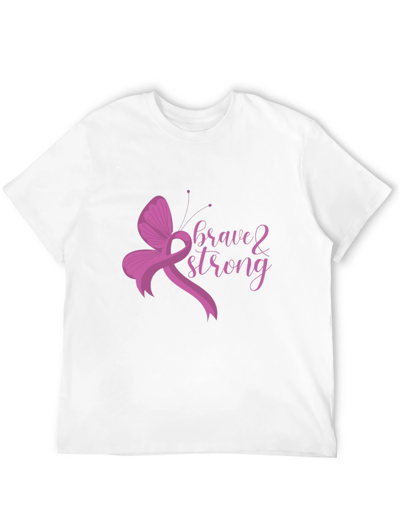 Brave & Strong Ribbon Butterfly Black T-Shirt