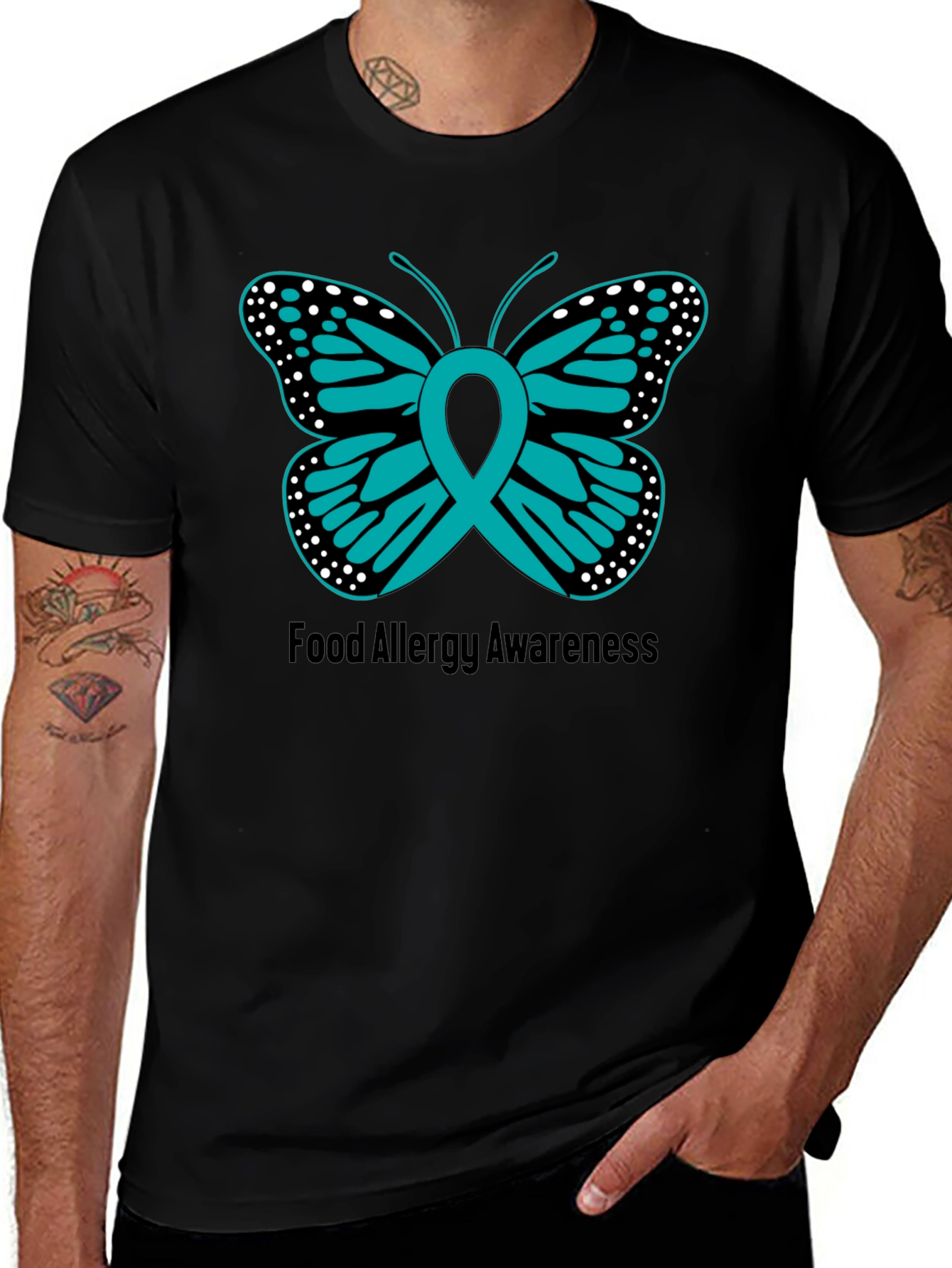 Food Allergy Awareness Butterfly Ribbon Tee
