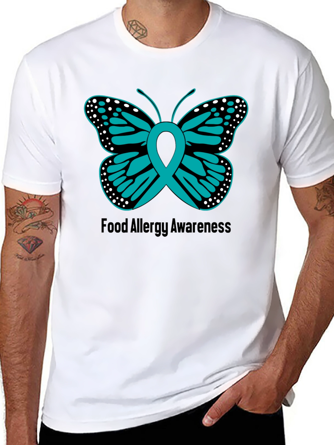 Food Allergy Awareness Butterfly Ribbon Tee