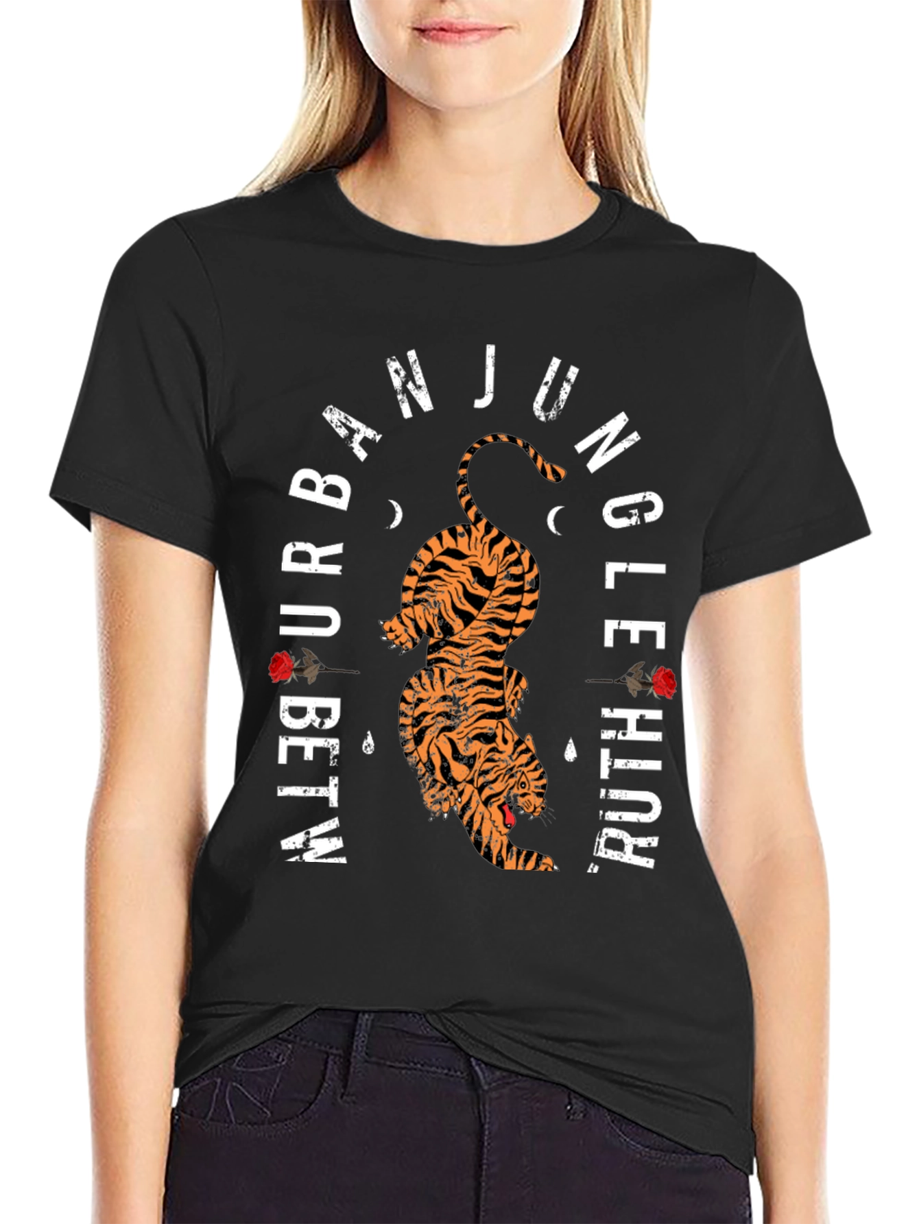 Urban Jungle Tiger Graphic Tee - Black