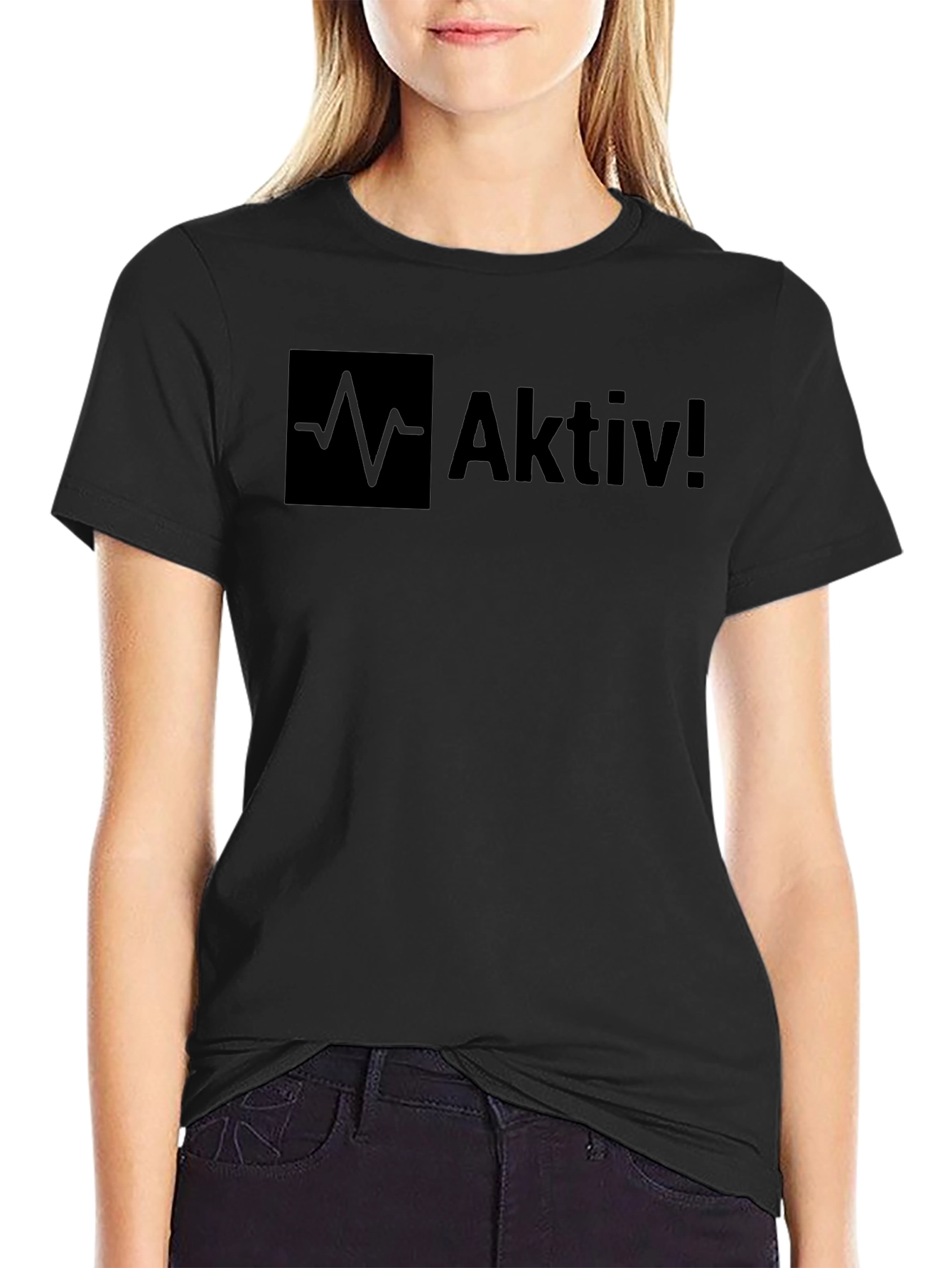 Aktiv! Black Graphic Tee - Modern Style
