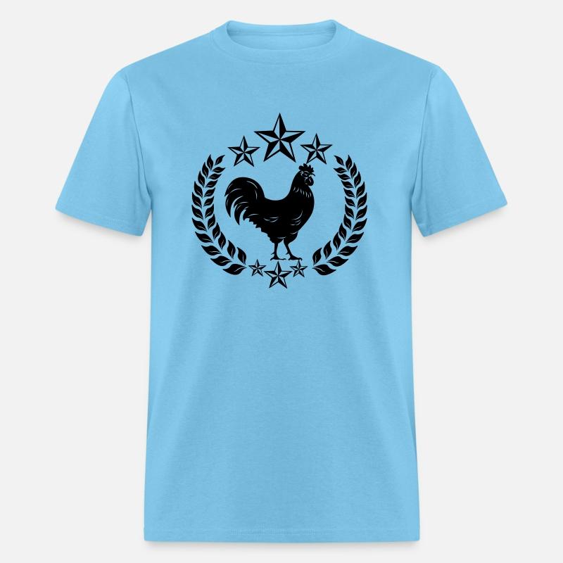 Black rooster in laurel wreath