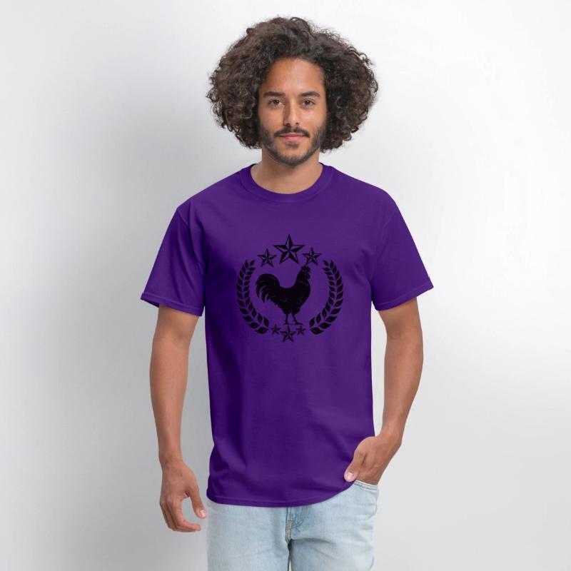 Black rooster in laurel wreath