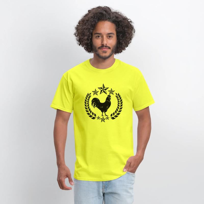 Black rooster in laurel wreath