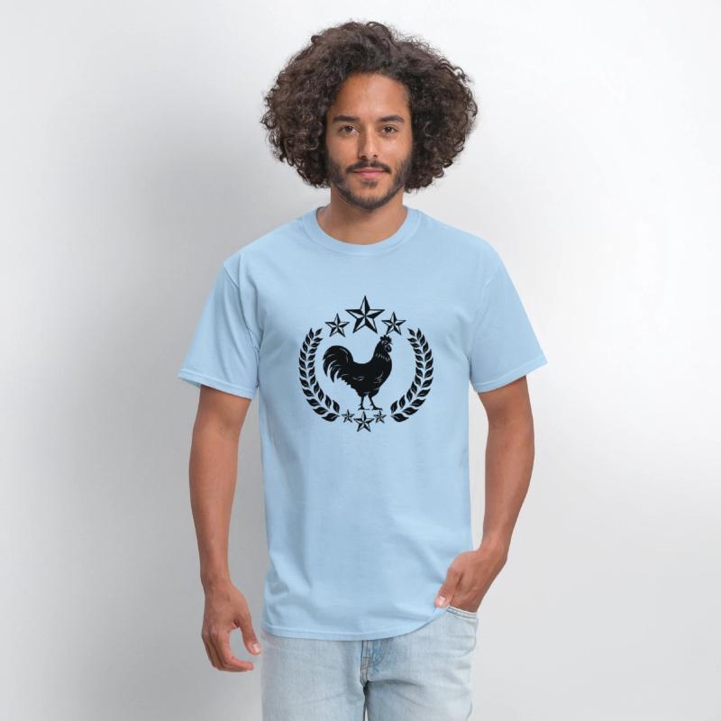 Black rooster in laurel wreath