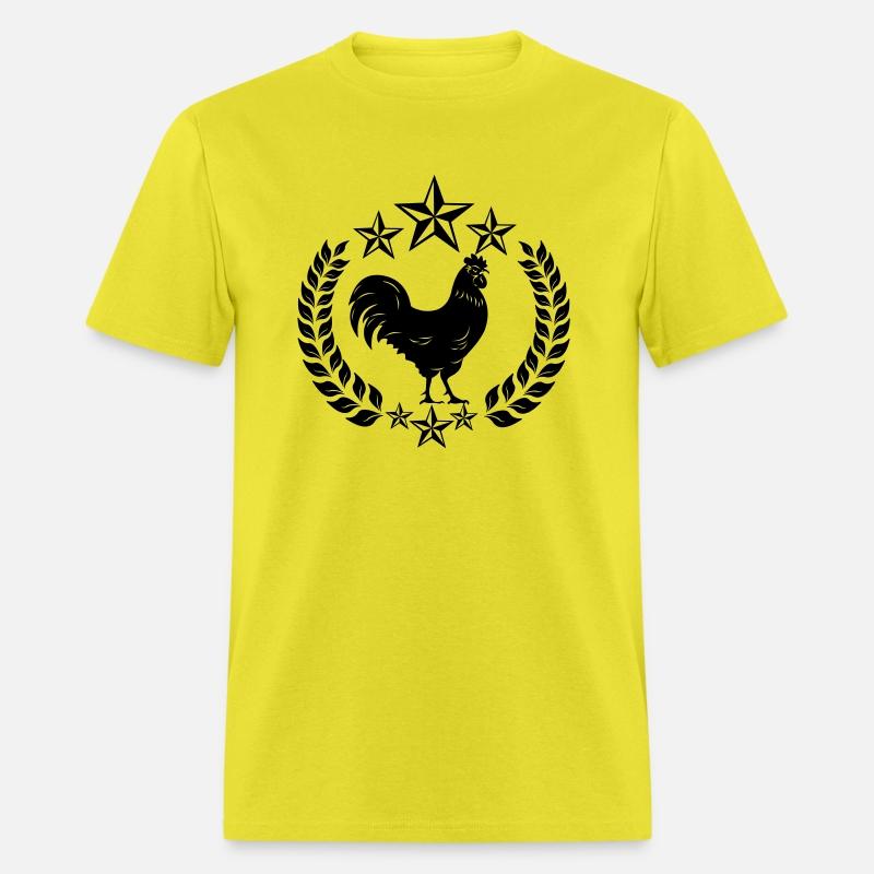 Black rooster in laurel wreath