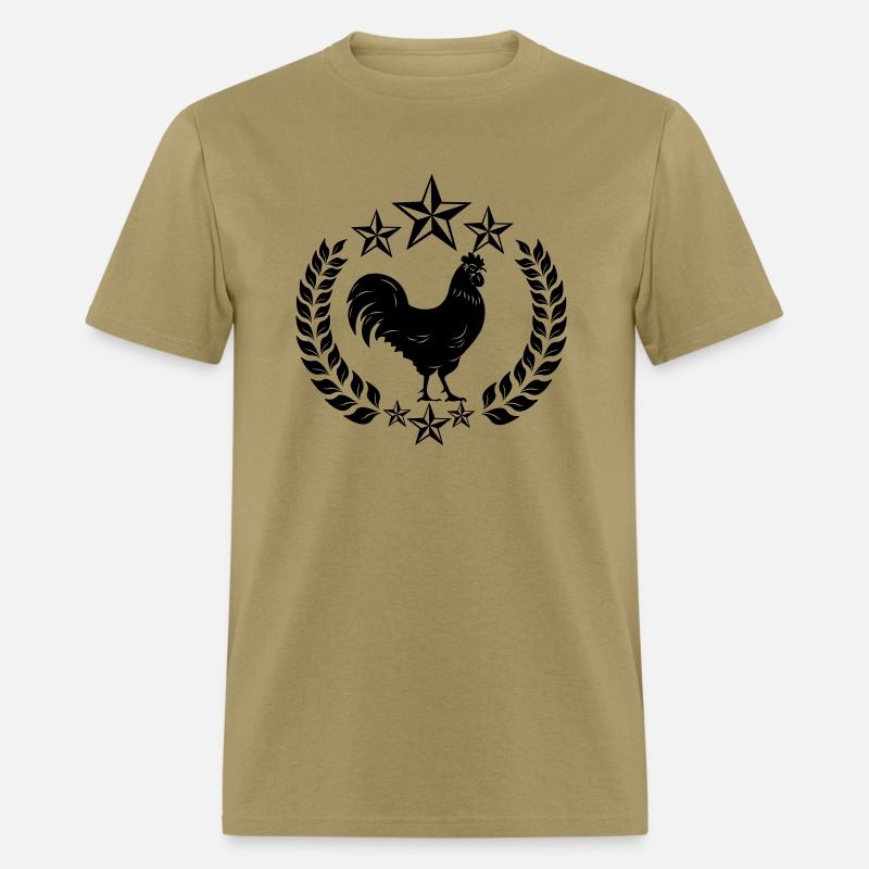 Black rooster in laurel wreath