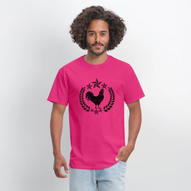 Black rooster in laurel wreath