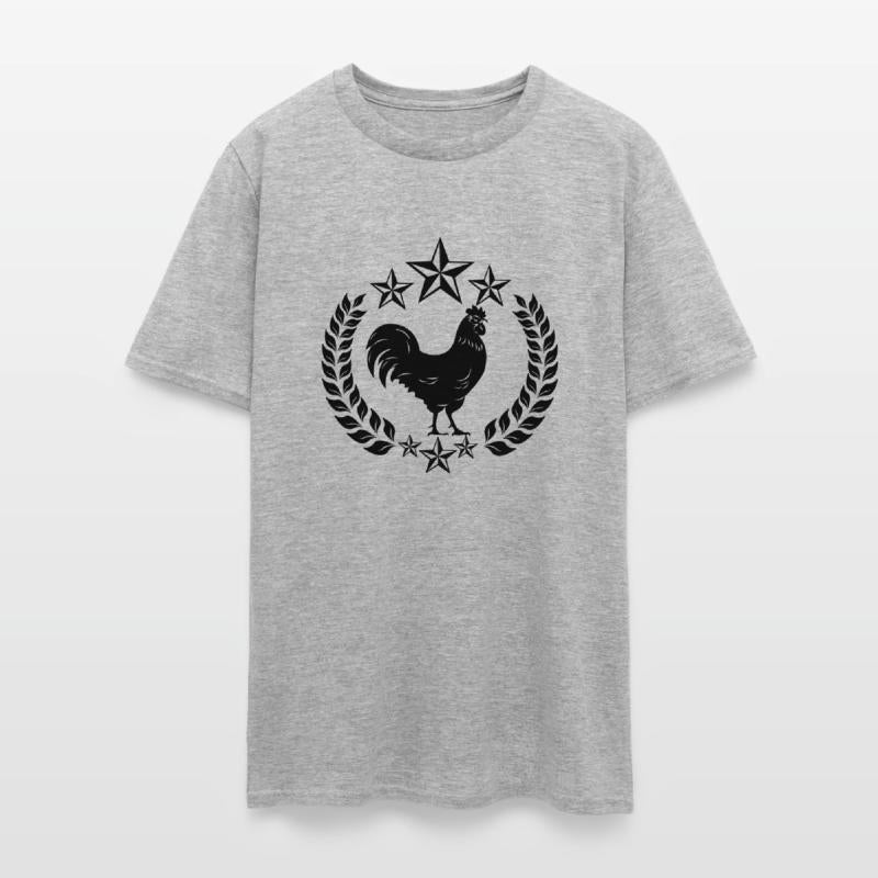 Black rooster in laurel wreath