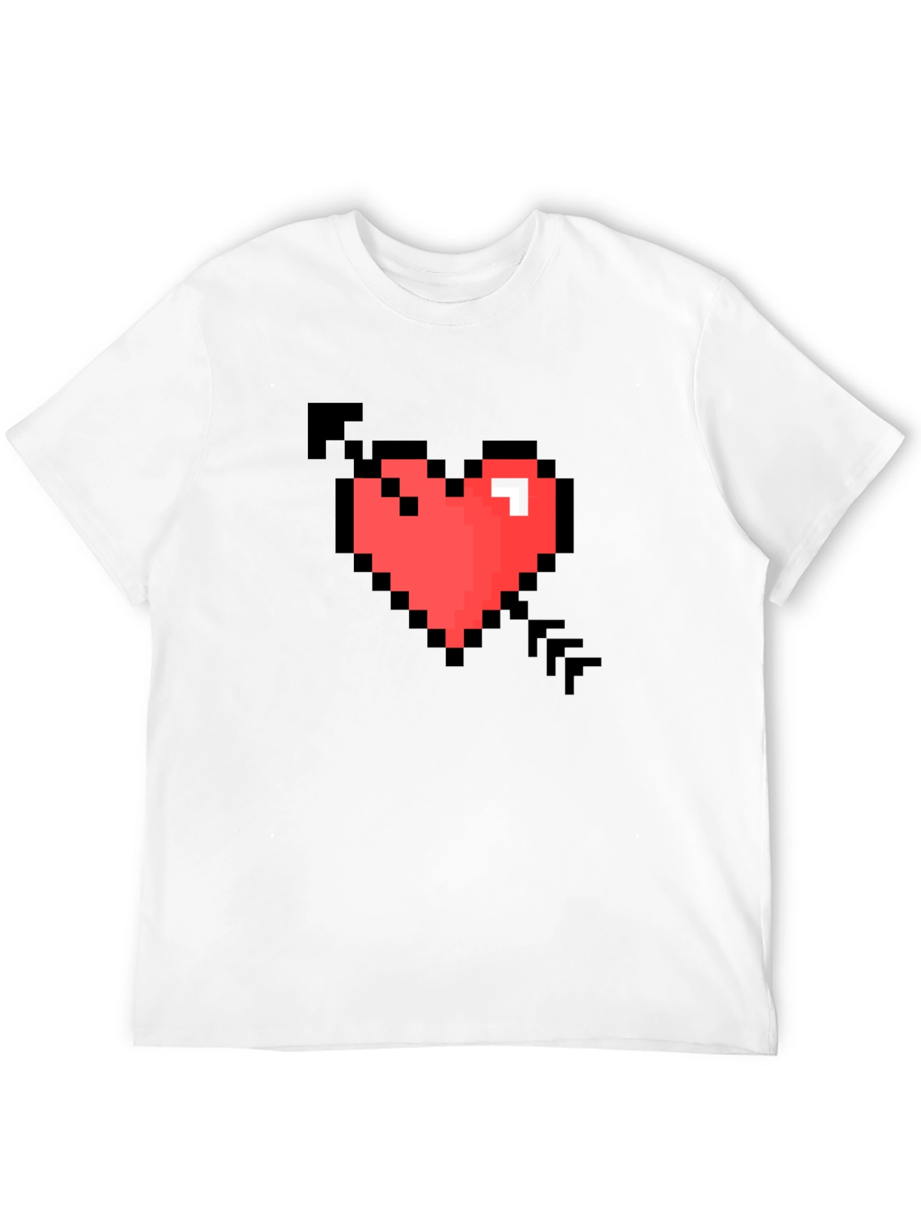 Pixel Heart Arrow Graphic T-Shirt - Retro Gaming Style