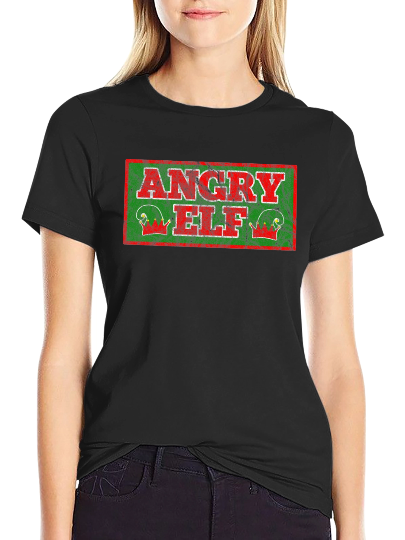 Angry Elf Graphic T-Shirt - Holiday Humor Tee