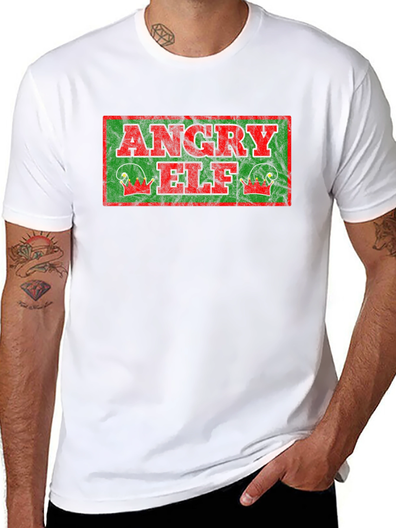 Angry Elf Graphic T-Shirt - Holiday Humor Tee