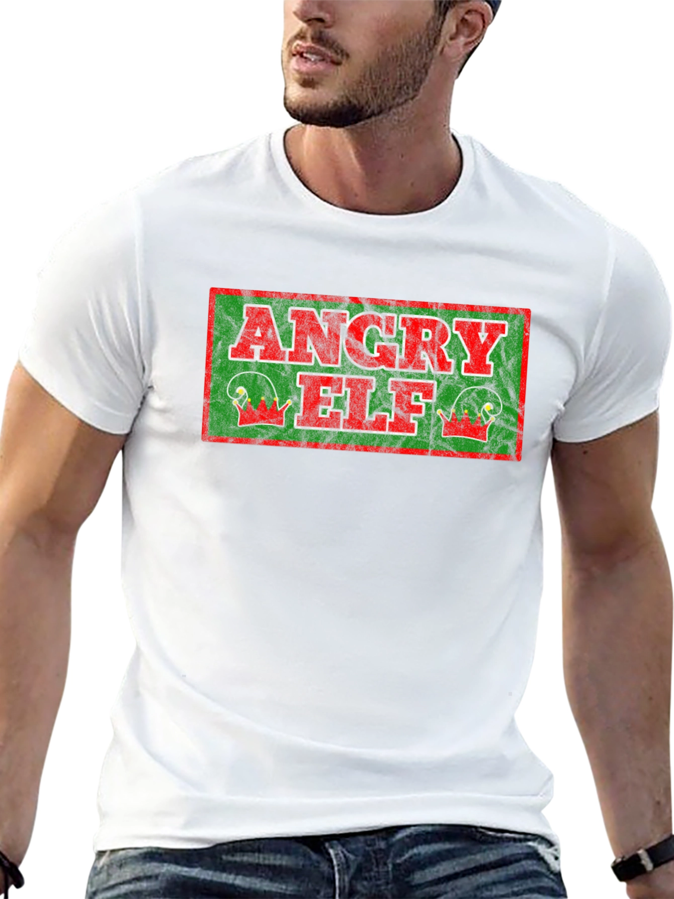 Angry Elf Graphic T-Shirt - Holiday Humor Tee