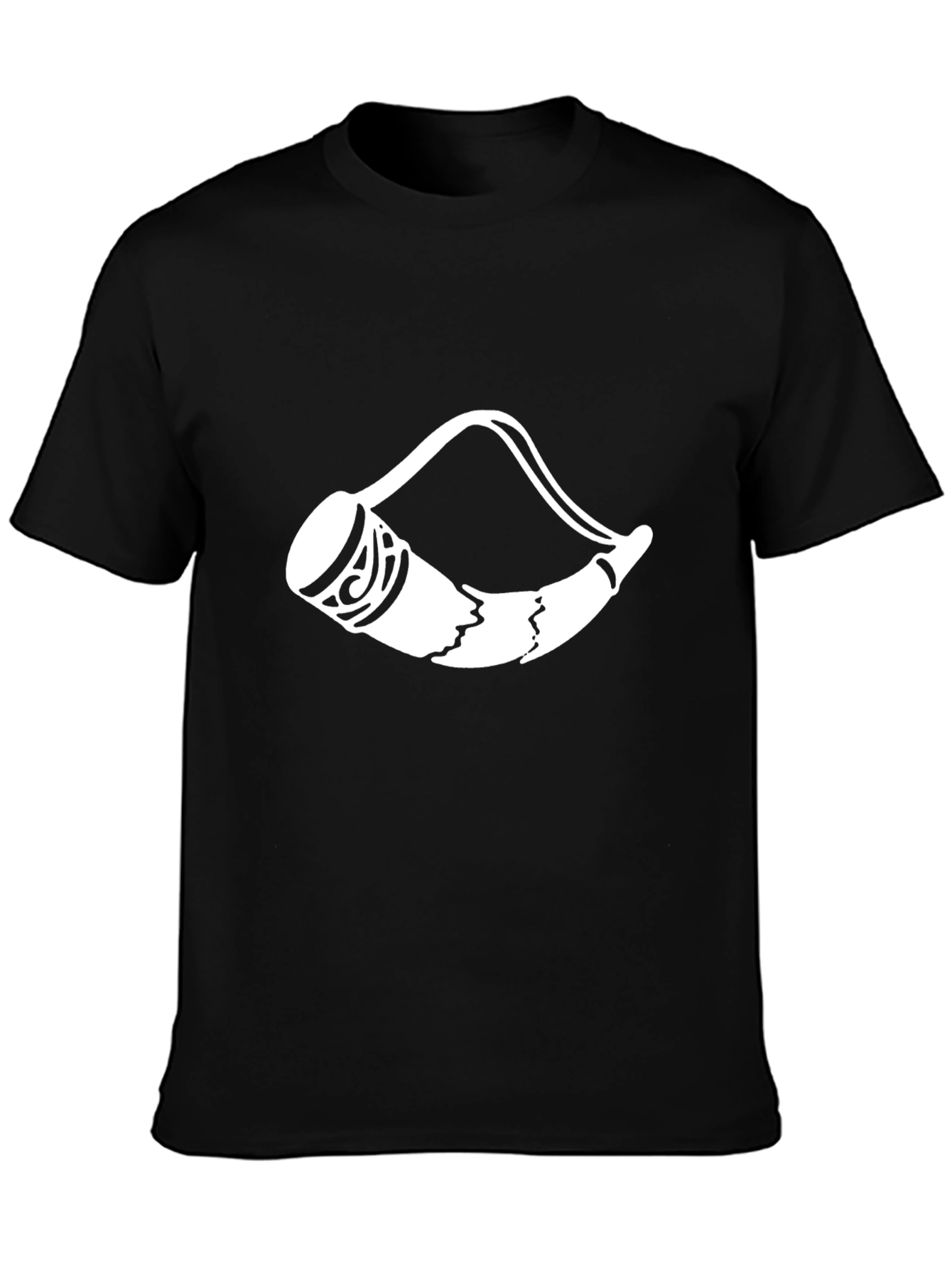 Tribal Horn Graphic Tee - Black Cotton Blend
