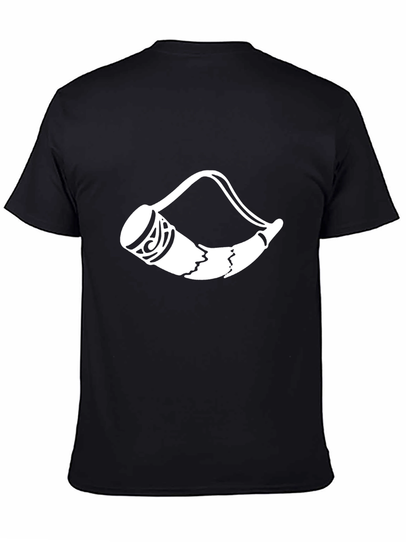 Tribal Horn Graphic Tee - Black Cotton Blend