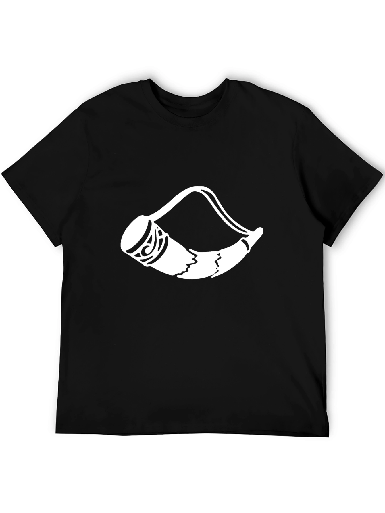Tribal Horn Graphic Tee - Black Cotton Blend