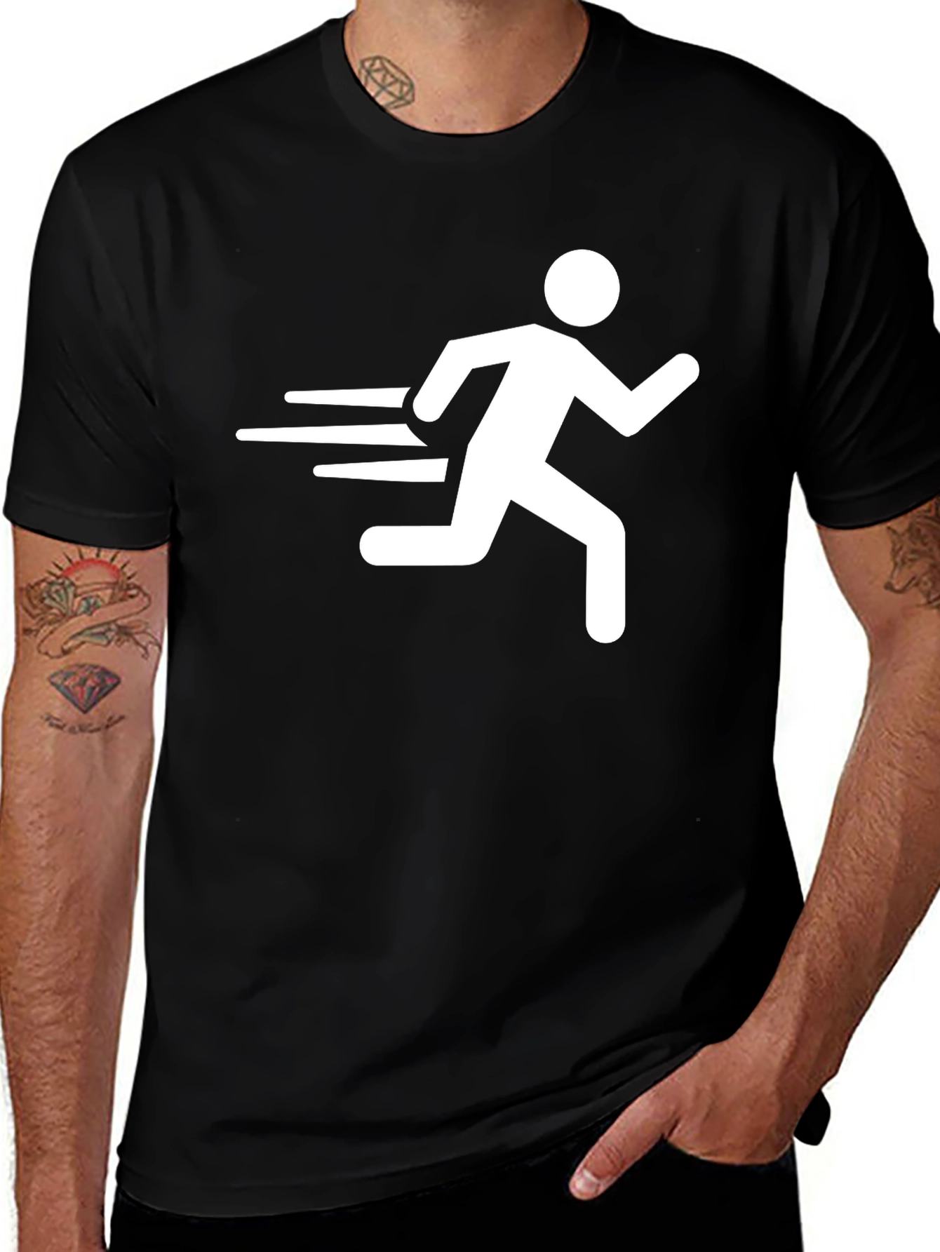 Running Man Graphic T-Shirt - Black