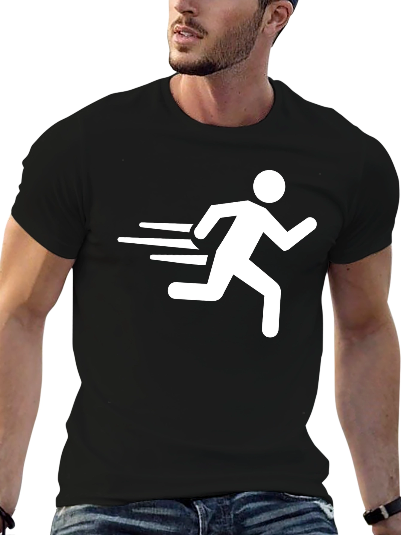 Running Man Graphic T-Shirt - Black