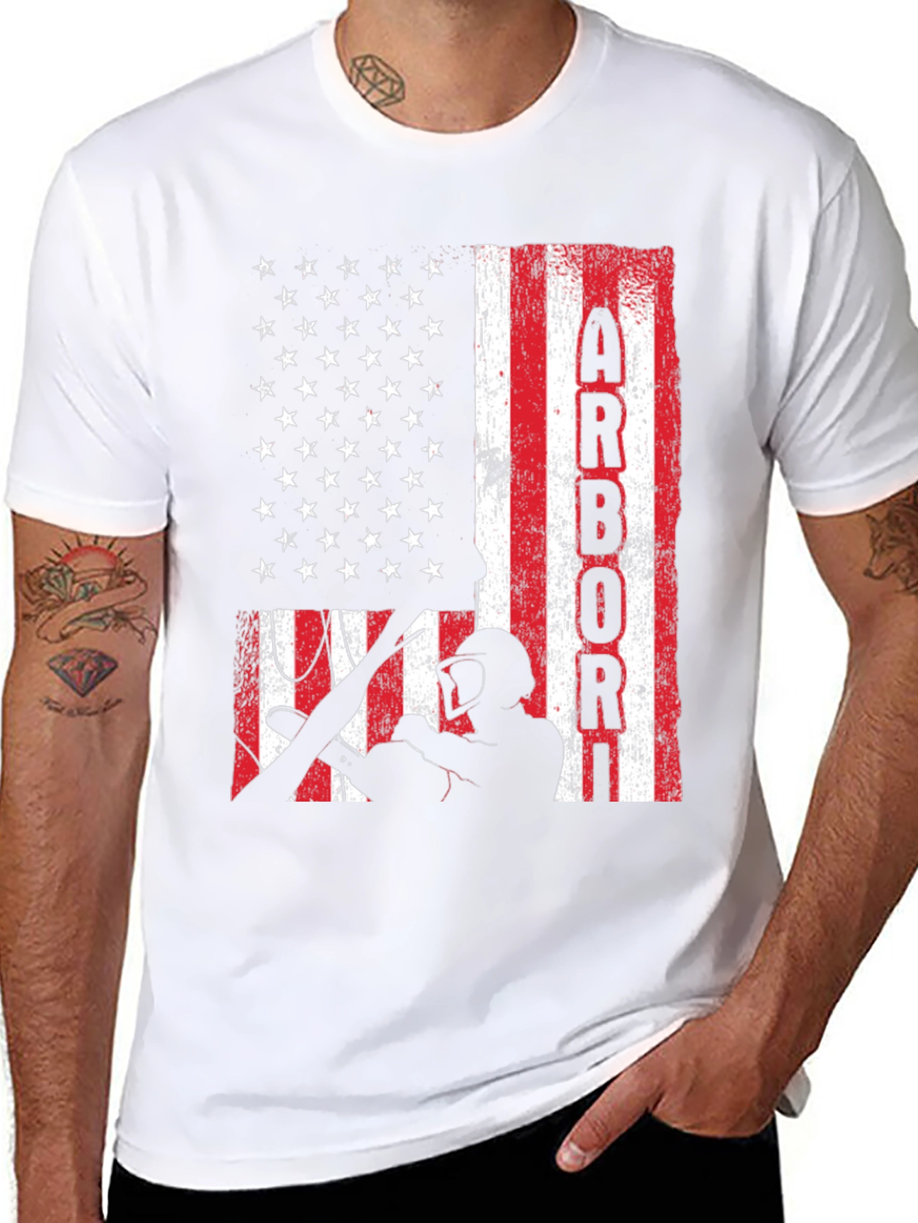 Arborist American Flag T-Shirt - Tree Surgeon Pride