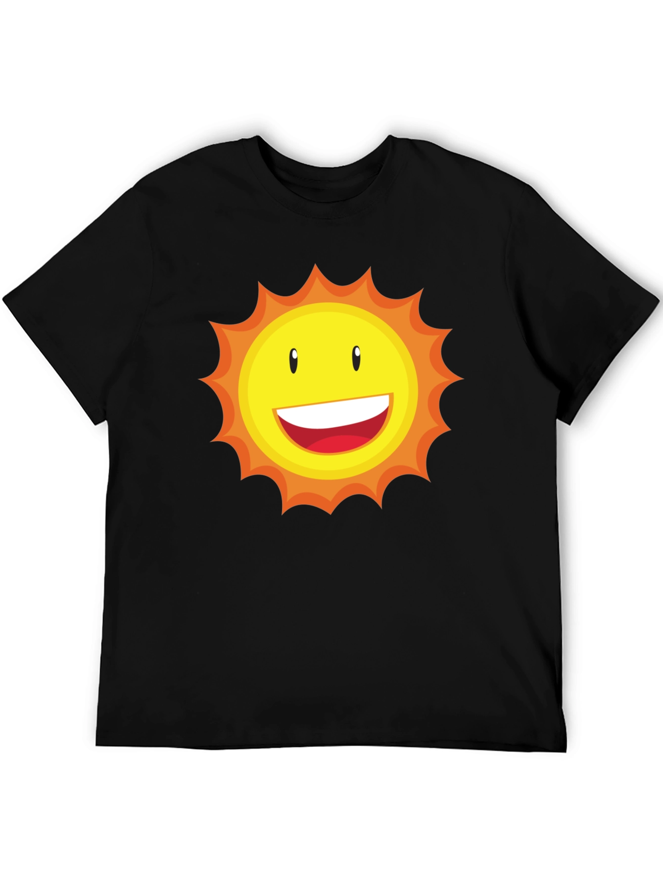 Sunny Face Graphic T-Shirt - Black Cotton Blend