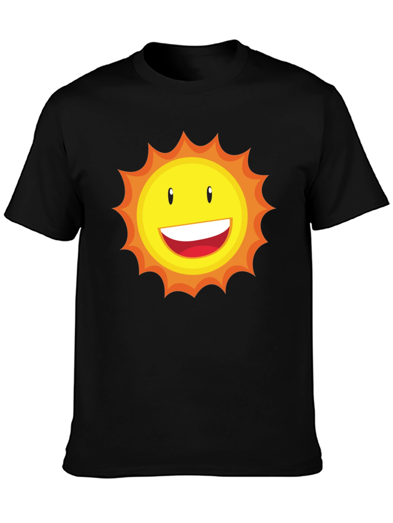 Sunny Face Graphic T-Shirt - Black Cotton Blend