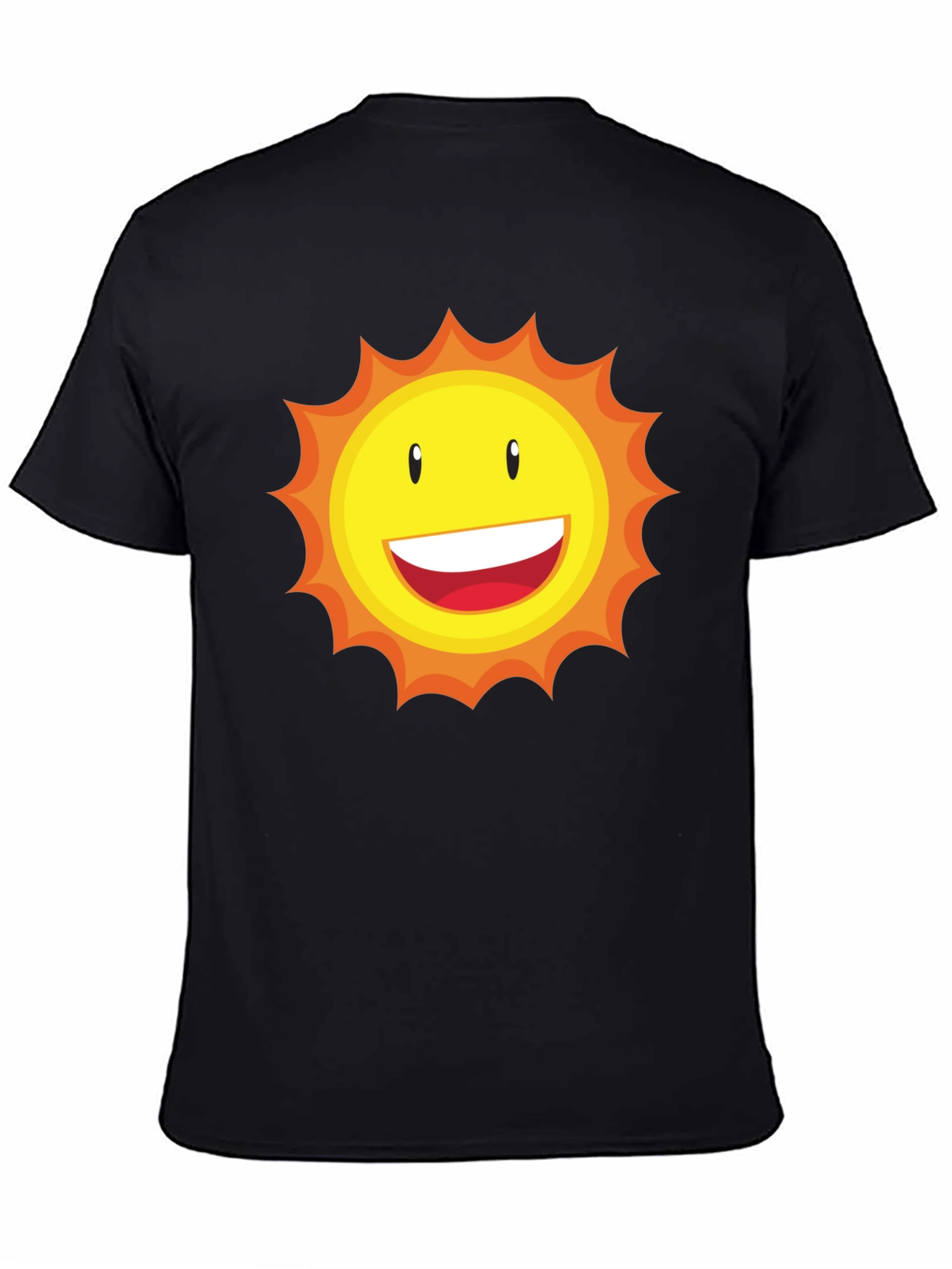 Sunny Face Graphic T-Shirt - Black Cotton Blend